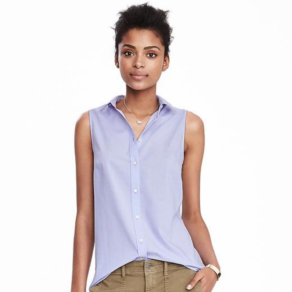 Banana Republic Riley Tailored Sleeveless Shirt Light Blue Size 0P
